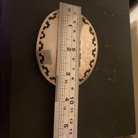 Vintage Sterling Silver Mexico Artist Hand Made Belt Buckle unisex - Picture 3 of 7